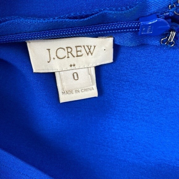 J Crew Blue Sleeveless Fit & Flair Scallop Hem Dress 0 - Picture 7 of 7